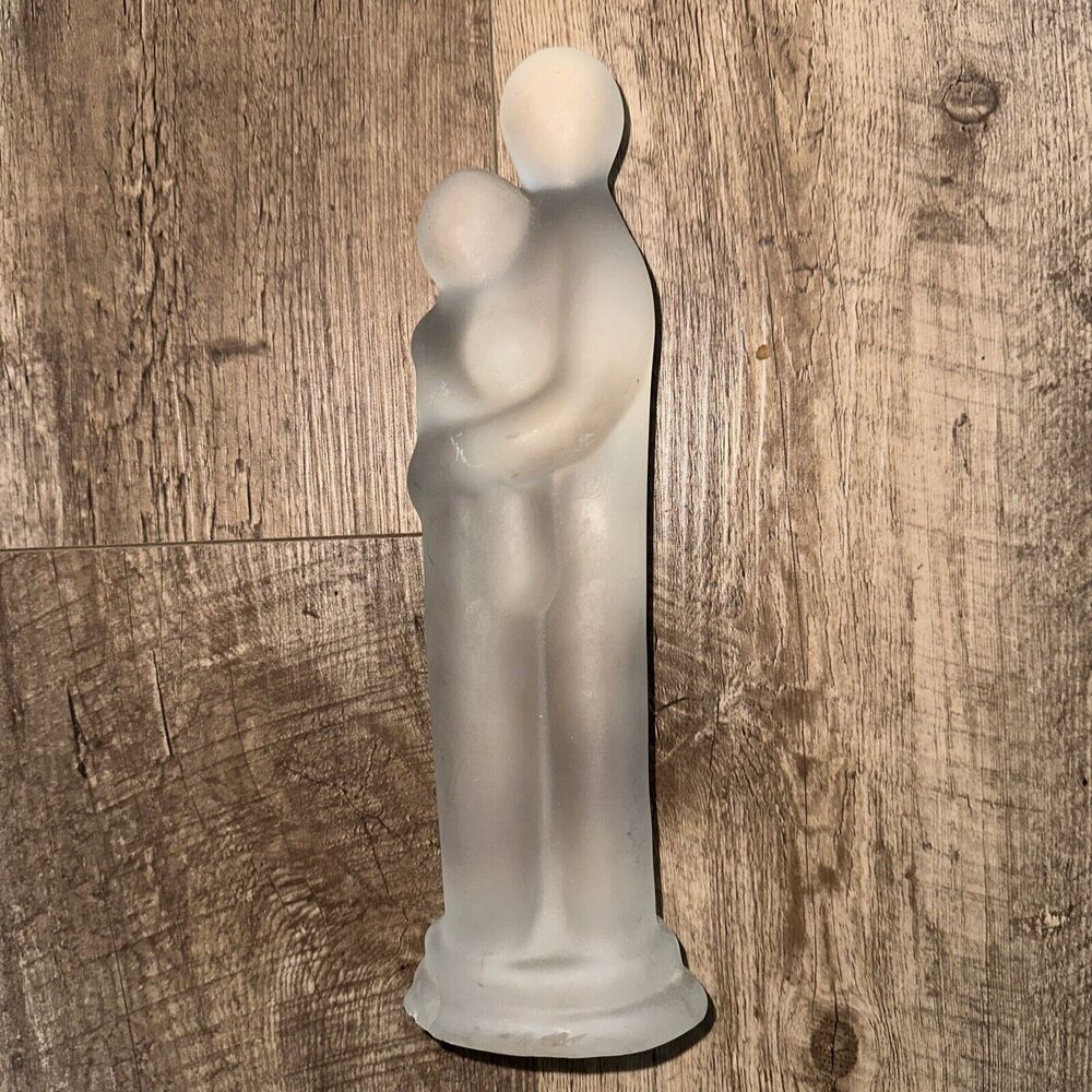 Rare Art Deco Satin Glass Mother Father And Child 10 inch